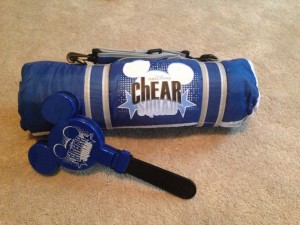 ChEAR Squad blanket and Mickey clapper - Photo Credit: JG